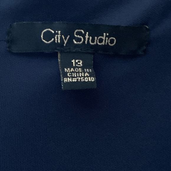 Navy Blue Dress with Flower Print - Picture 3 of 4